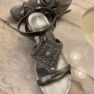 Silver Metallic Wedges